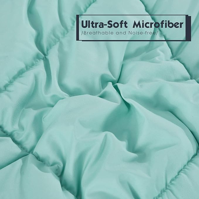 HIG Reversible Lightweight Comforter - All Season Down Alternative Summer Duvet Insert Blue Quilted Bedding Comforters with Corner Tabs Full/Queen Size Aqua Blue/Light Grey