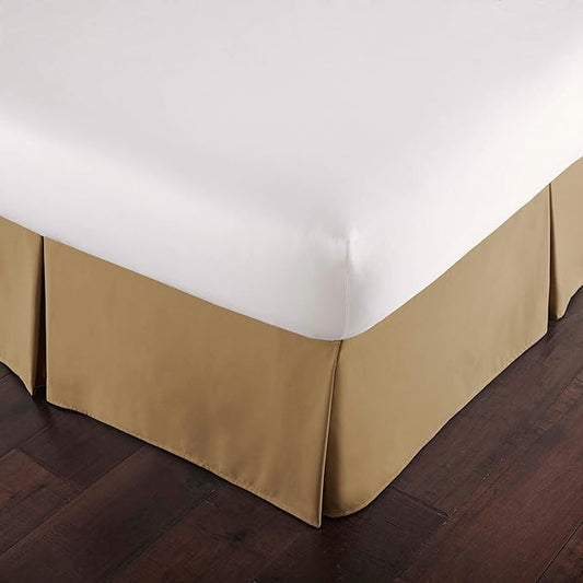 Southshore Fine Living, Inc. Queen Size Bed Skirt 14 Inch Drop - Pleated Dust Ruffle Queen Size - Pet Hair Resistant, Wrinkle Free, Fade Resistant, Light Brown Bed Skirting, Hotel Quality - Taupe