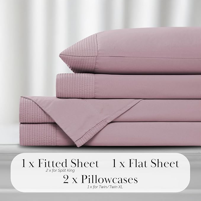 Southshore Fine Living, Inc. Twin Bed Sheets 3-Piece Set | 21" Extra Deep Pocket Sheets with 1 Pillowcase | Hotel Luxury Quality | Easy Care, Shrinkage Free Bedsheet | Microfiber Bedsheets | Lavender