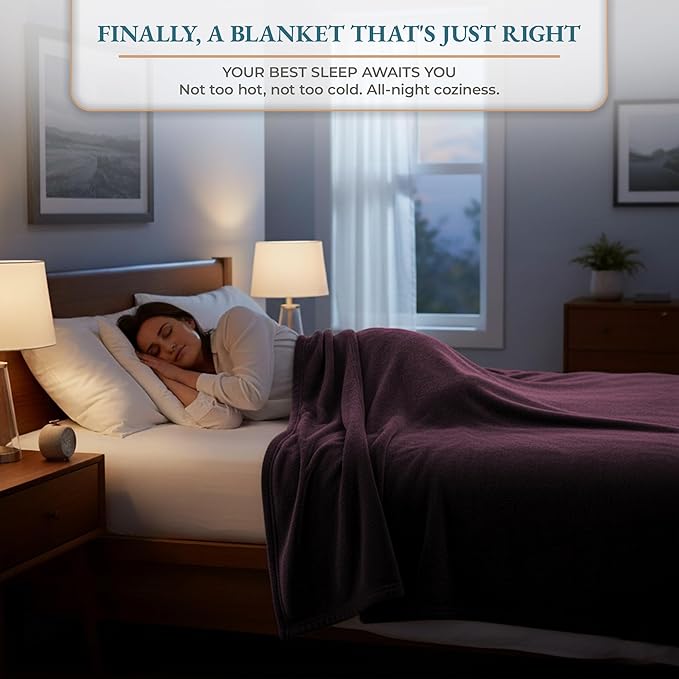 Casa Platino Fleece Blanket King Size – 300 GSM Purple Fleece Throw for Bed or Couch – Soft Cozy Warm Holiday Winter Blanket for Bed, Fuzzy Plush Elegant Gifts for Women - 108x90 Inch