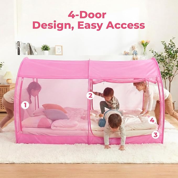 LEEDOR® Bed Tent Dream Tents Bed Canopy Shelter Cabin Indoor Privacy Warm Breathable Pop Up Twin/Full/Queen for Kids and Adult Patent Pending(Mattress Not Included)