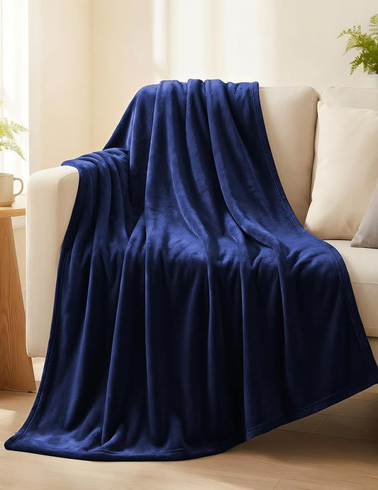 Casa Platino Fleece Throw Blankets – 300 GSM Navy Blue – Soft Cozy Warm Holiday Throws for Winter, Fuzzy Plush Elegant Gifts for Kids, Men & Women - Ideal for Couch, Sofa, Chair or Bed - 50x60 Inch