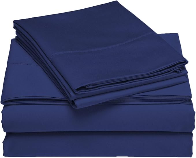 DESTINY CRESCENT BEDDING Full XL 100% Microfiber Double Brushed Sheet Set Navy - Extra-Soft, Breathable & Wrinkle-Free - 15" Deep Pockets, 54" x 80" - Ideal for Extra Long Full Beds - 4PC Set