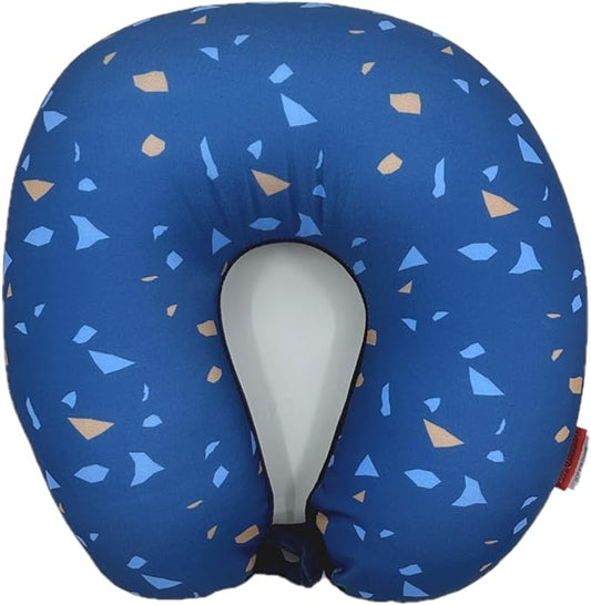 Bookishbunny U Shaped Micro Beads Microbead Neck Head Support Travel Pillow, 12"x12"x4" (ConfettiRoyalBlue)