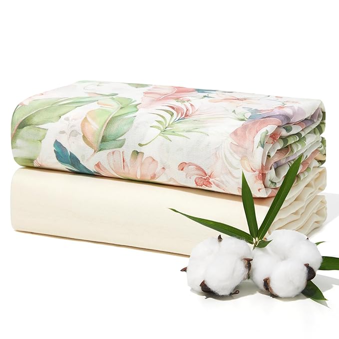 Momcozy Muslin Swaddle Blankets, Ultra Soft Neutral Registry Essentials, Plant Kingdom, Breathable Large 47'' x 47'' Newborn Boys Girls Receiving Blanket