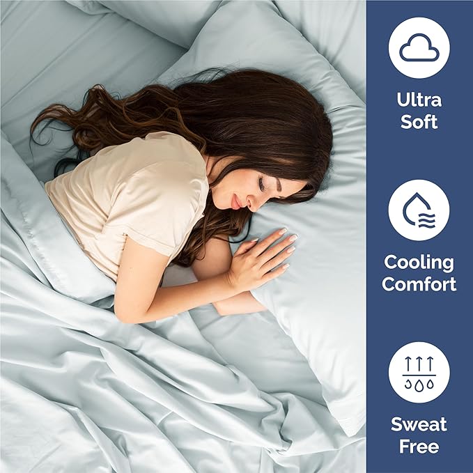 King 6 Piece Sheet Set - Comfy Breathable & Cooling - Ultra Soft Hotel Luxury Bedding Set w/ 8-16 Inch Deep Pockets - 1 Flat & 1 Fitted Sheet & 4 Pillowcases - Wrinkle Free and Easy Care - Ice Blue