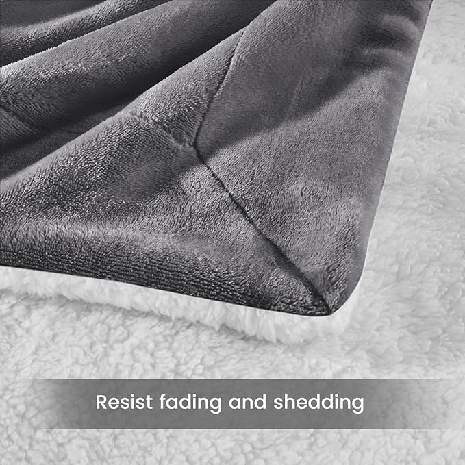 MOONLIGHT20015 Sherpa Fleece Twin Blanket - (Grey, 60X80 Inches) Warm and Fluffy Blankets for Winter - Reversible Thick and Cozy Twin Size Blankets for Bed, Camping and Travel