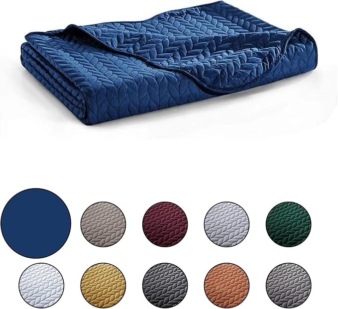 IR Imperial Rooms 8 Pack California King Quilt Bedding Set (118"x106") - Bulk Wholesale for Hotels, Guest Bedroom & Airbnbs - Lightweight Microfiber Reversible Embossed Quilts Bedspread (Navy)