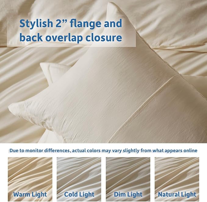 Nestl Beige Cream California King Duvet Cover Sets - Soft Prewashed Cal King Duvet Cover, 3 Piece, with Zipper Closure, 1 Duvet Cover 104x98 inches and 2 Pillow Shams