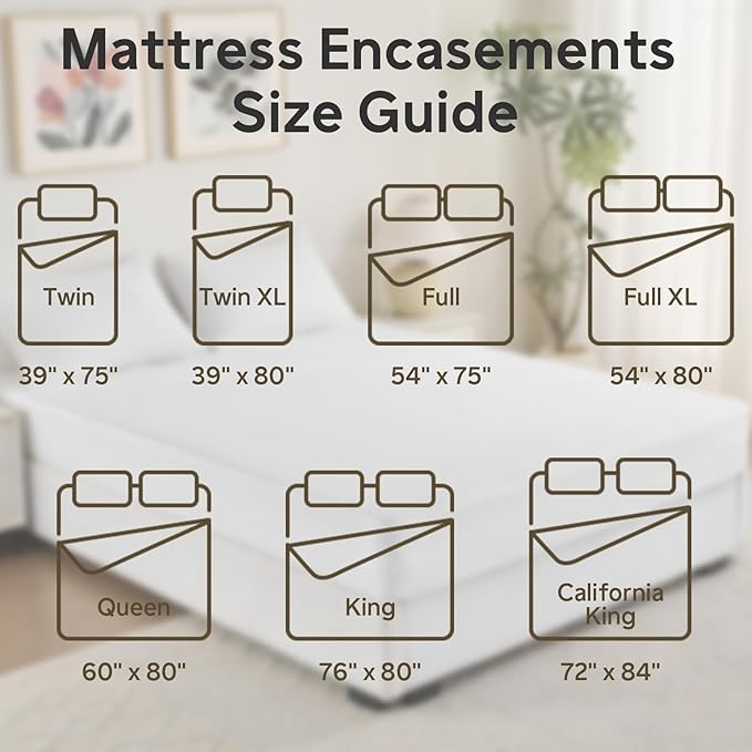 Twin Waterproof Mattress Protector (12”-16” Depth) – Zippered Six-Sided Mattress Encasement Bed Cover, Noiseless Breathable Twin Mattress Cover, Machine Washable Waterproof Bed Protector, White