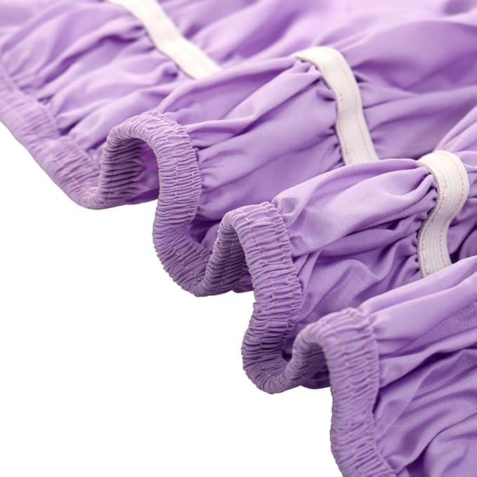 Bed Skirt - Wrap Around Bed Skirts Elastic Dust Ruffles, Easy Fit Wrinkle and Fade Resistant Luxurious Fabric Solid Color, Lavender Olympic Queen Size Beds 15 Inch Drop