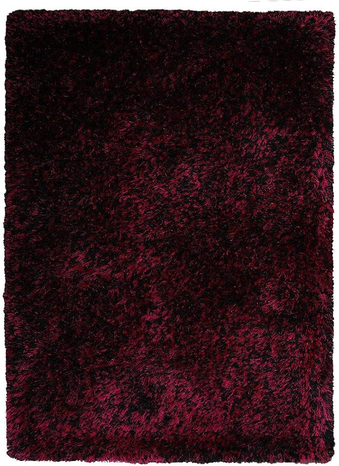 Hand Tufted SHAG Polyester ECO-Friendly Area Rugs - 4'x6', Rectangle, Violet Black, Solid Plain Design, High Pile Thick Handmade Anti Skid Rugs for Living Room, Bed Room K00111