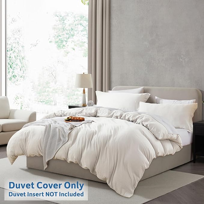 Nestl Off White Duvet Cover King Size - Soft Prewashed King Duvet Cover Set, 3 Piece, with Zipper Closure, 1 Duvet Cover 104x90 inches and 2 Pillow Shams - No Comforter