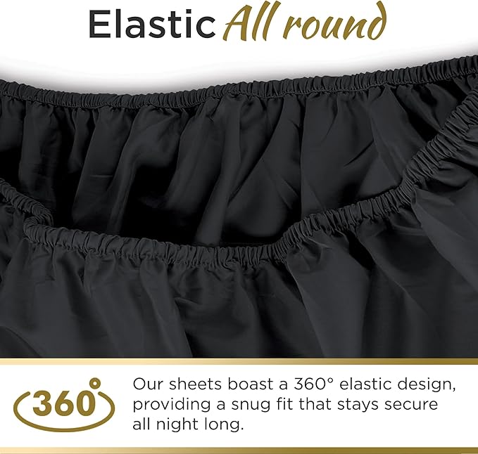 Twin XL 100% Microfiber Double Brushed Sheet Set - Extra-Soft & Wrinkle-Free - 15" Deep Pockets, 39" x 80" - Ideal for Dorms, Hospitals & Split King Beds - 3 PC Set (Twin XL, Black)