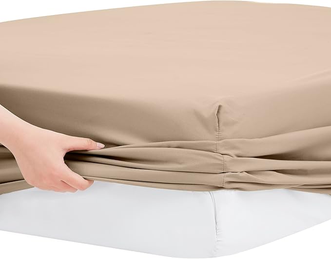 Modern Threads 6-Piece Bed Sheet Set - Deep Pocket, Soft Brushed Microfiber Sheets, Cool & Breathable for Mattress Up to 21 Inches, Includes 4 Pillowcases, Flat & Fitted Sheets, Cream King