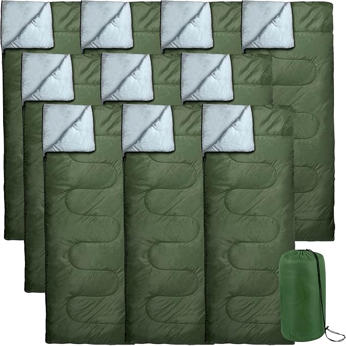 Bulk 10 Pack Envelope Sleeping Bags, 4 Seasons Warm or Cold Lightweight Indoor Outdoor Sleeping Bags for Adults, Backpacking, Camping