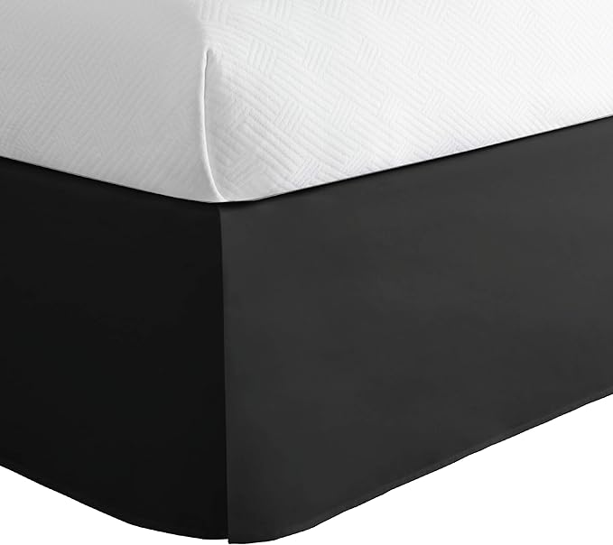 Today's Home Classic Tailored Bed Skirt Dust Ruffle, Cotton Blend Design, 14" Drop Length, Full, Black