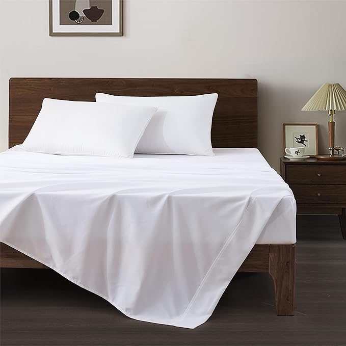 Maple&Stone Full Flat Sheet 6 Pack,Premium Soft & Breathable,Brushed Microfiber Fabric,Anti-Shrinkage & Non-Fading,Bulk Flat Sheets Only Full Size (White)