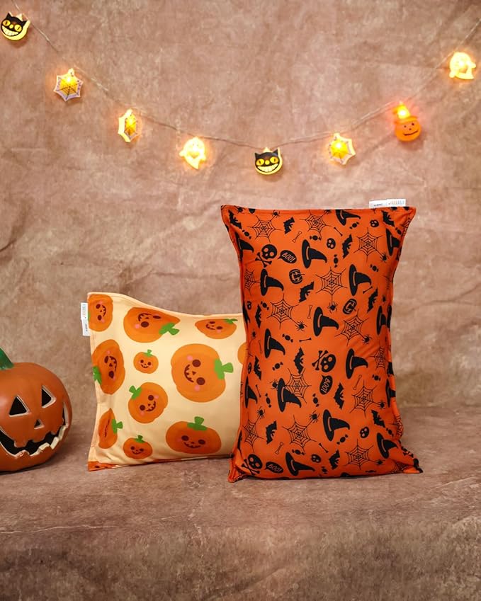 ALVABABY Toddler Pillowcases Stretchy Soft Kids Pillow Cover 2 Pack Fit 13"x 18" or 12"x16" Envelope for Girl Boy Sleepy Travel Halloween 2TPE34A