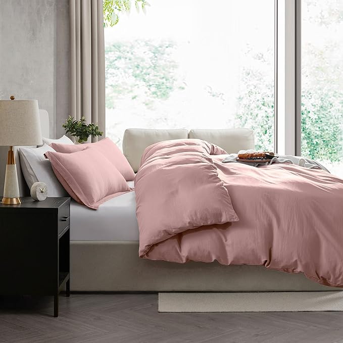 Nestl Blush Pink California King Duvet Cover Sets - Soft Prewashed Cal King Duvet Cover, 3 Piece, with Zipper Closure, 1 Duvet Cover 104x98 inches and 2 Pillow Shams