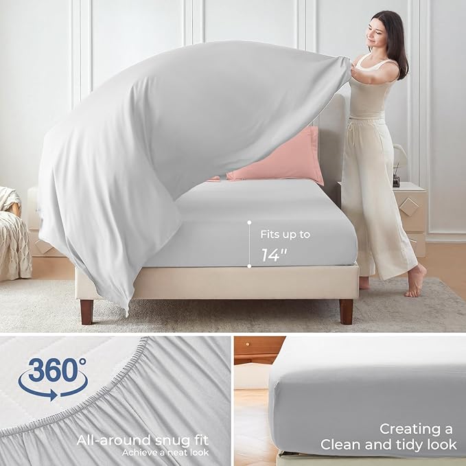 Sasttie California King Comforter Set, 7 Pieces Reversible Cal King Bed in a Bag, Complete Bedding Set Includes Comforter, Flat Sheet, Fitted Sheet, Pillowcases and Pillow Shams, Pink & Light Grey