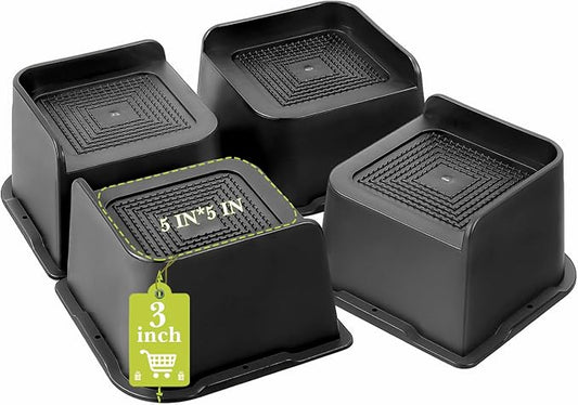 Bed Risers 2 inch, 3 inch, 4 inch, 6 inch, 8 inch Heavy Duty, Oversized Furniture Riser for Couch Sofa Table Chair Leg Frame Dorm, Support up to 6000 Lbs (Black 4 Pack, 3 inch)