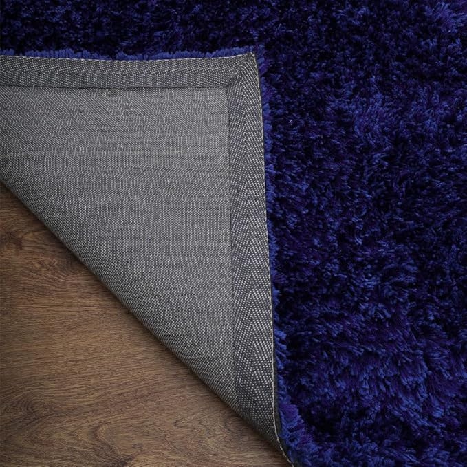 Hand Tufted SHAG Polyester ECO-Friendly Area Rugs - 4'x6', Rectangle, Blue, Solid Plain Design, High Pile Thick Handmade Anti Skid Area Rugs for Living Room, Bed Room K00111