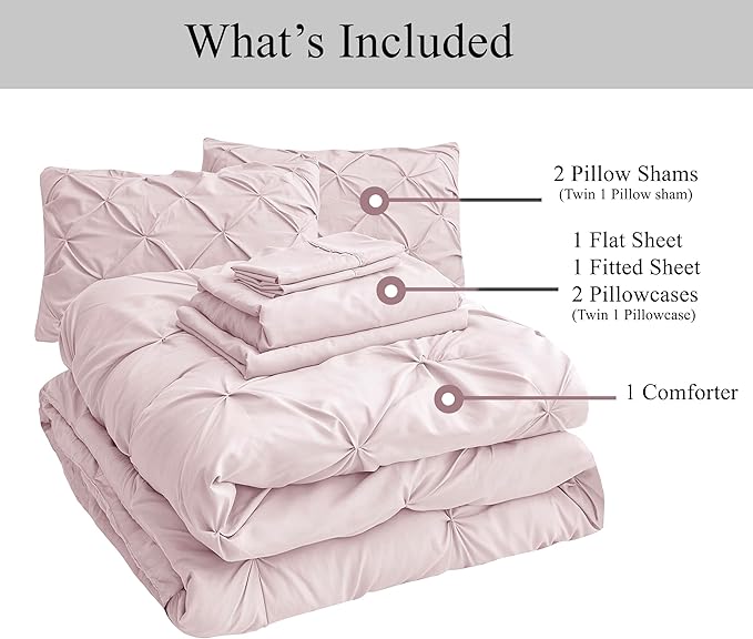 LANE LINEN Queen Comforter Set – 7 Piece Ultra Soft Microfiber Bed in a Bag - All Season Bedding with Comforter, Sheets, Pillowcases & Shams - Super-Soft, Warm & Easy-Care Queen Bed Set – Sepia Rose | Soft sleep surface, Warm breathable, Seasonal light...