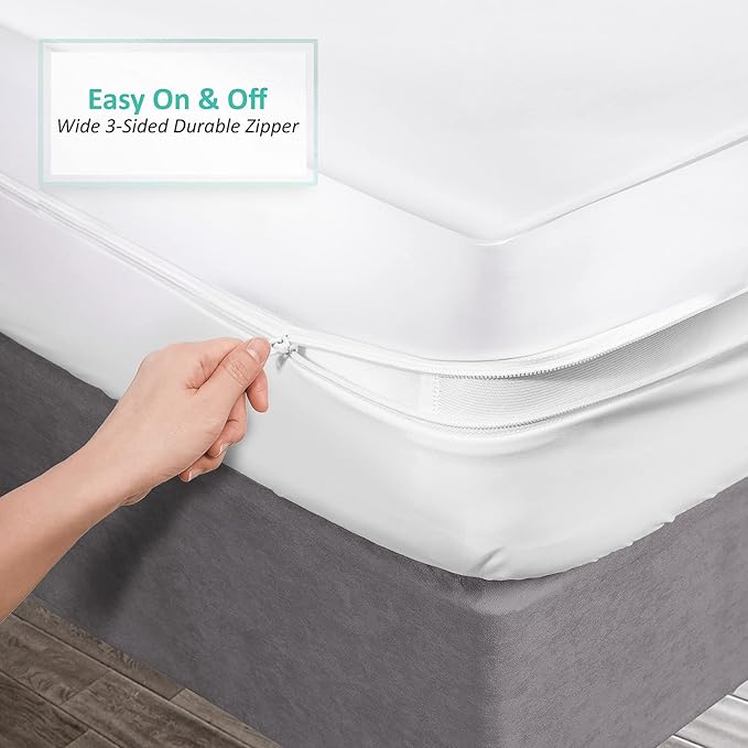 Nestl Premium Polyester Zippered Mattress Encasement - Twin Mattress Protector - Fits 15 Inches Deep