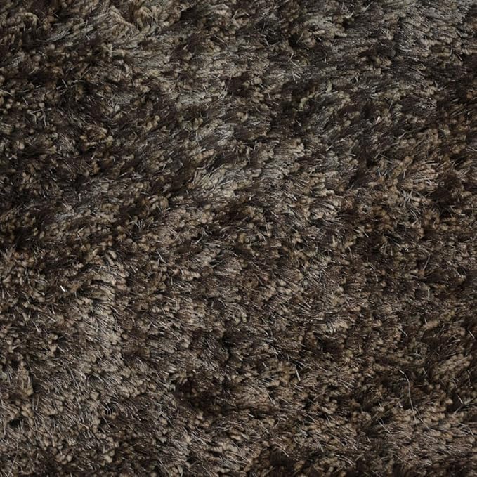 Hand Tufted SHAG Polyester ECO-Friendly Area Rugs - 3'11''x5'7'', Rectangle, Dark Brown Beige, Solid Plain Design, High Pile Thick Handmade Anti Skid Rugs for Living Room K00111