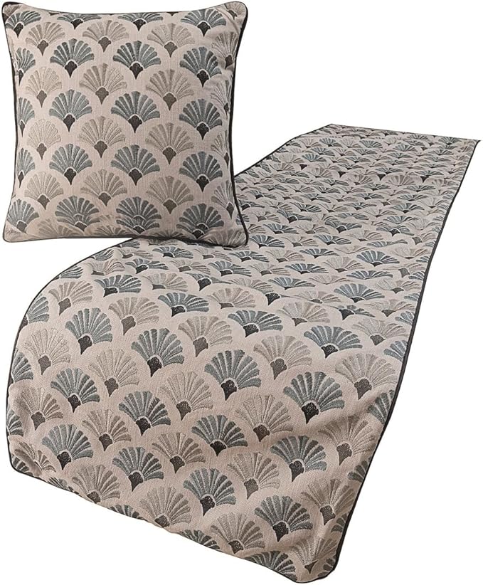 The HomeCentric King Queen Twin Blue & Grey Designer Twin 53"x18" Bed Runner Without Pillow Cover, Floral Embroidery Bed Scarf on Cotton Fabric - Flourish Bloom