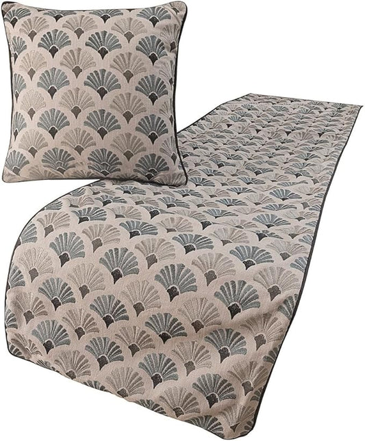 The HomeCentric King Queen Twin Blue & Grey Designer Twin 53"x18" Bed Runner Without Pillow Cover, Floral Embroidery Bed Scarf on Cotton Fabric - Flourish Bloom