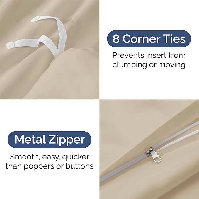 Duvet Cover Full Size - Extra Soft Full Size Duvet Cover - Lightweight, Breathable & Cozy - Easy Care & Fade Free with Zipper Closures & Ties - 80" x 90" Inches - (Wheat) Comforter Not Included