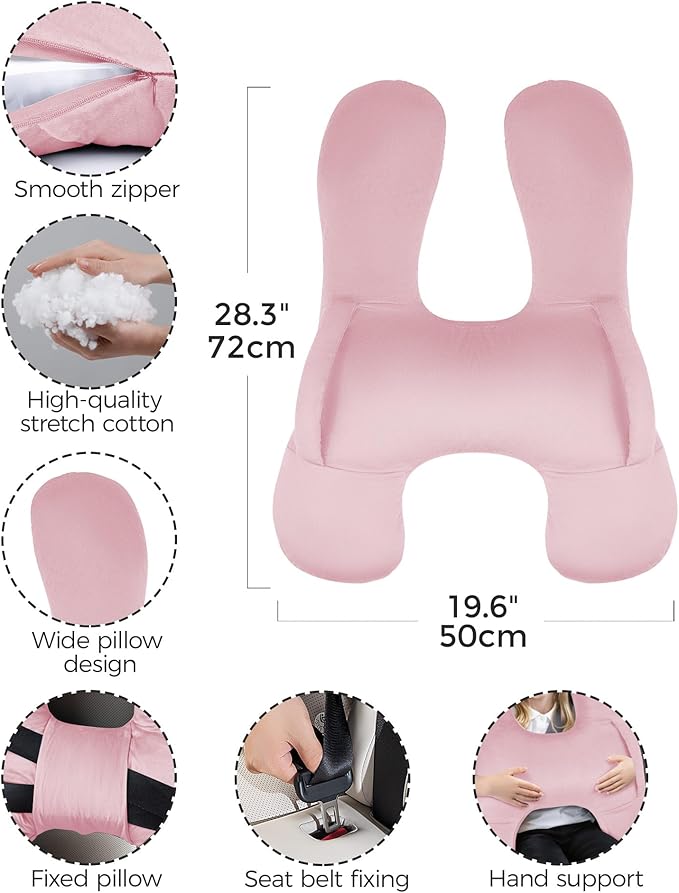 BEBAS Kids Travel Pillow Car Seat Pillow for Kids Supports Head Neck and Body Suitable for Adults and Children Long-Distance Car Travel Airplane Sleep Artifact Grey H-Shaped