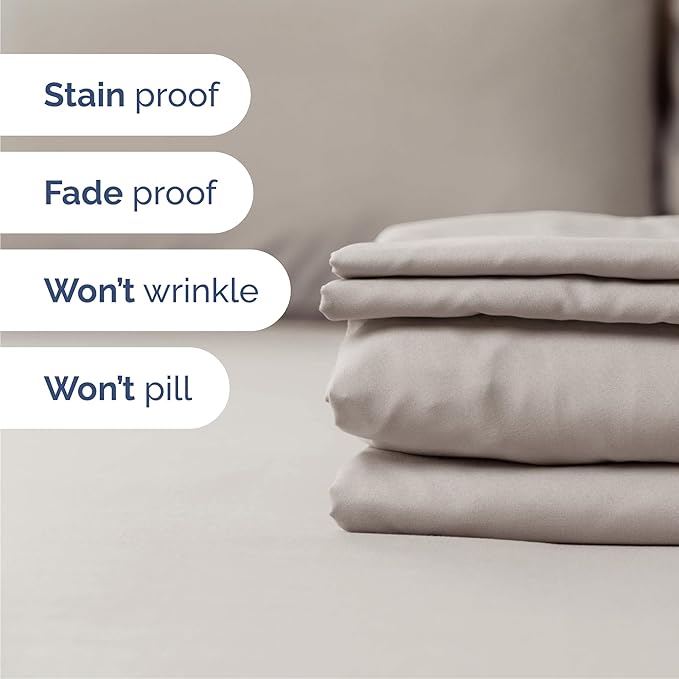 Cal King 6 Piece Sheet Set - Comfy Breathable & Cooling - Soft Hotel Luxury Bedding Set with 8-16 Inch Deep Pockets - 1 Flat & 1 Fitted Sheet & 4 Pillowcases - Wrinkle Free & Easy Care - Light Grey