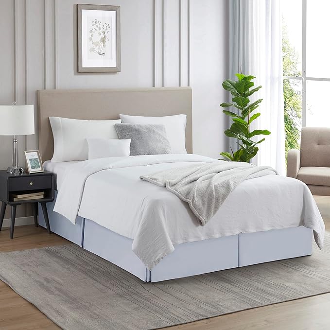 Nestl Ice Blue Bed Skirt King Size - King Bed Skirt 14 Inch Drop - Brushed Microfiber Bed Skirts - Hotel Quality Pleated Bed Skirt - Shrinkage & Fade Resistant