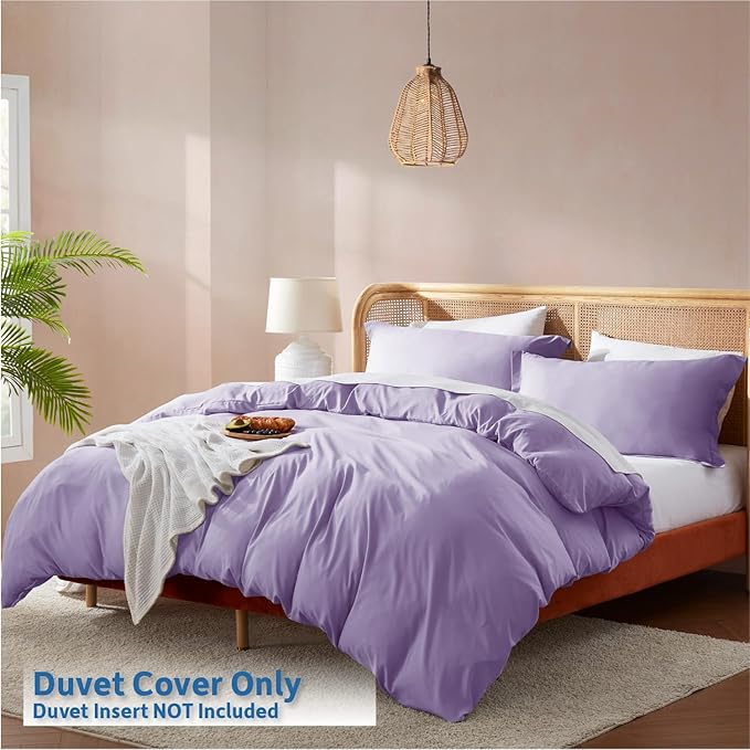 Nestl Lavender Duvet Cover King Size - Soft Double Brushed King Duvet Cover Set, 3 Piece, with Button Closure, 1 Duvet Cover 104x90 inches and 2 Pillow Shams