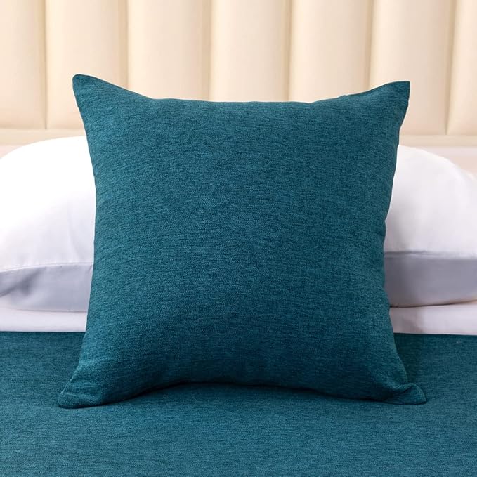 AMBERIS 2 Pillowcases (45×45cm)(Without Insert) Blue, Imitation Linen Decorative 2 Pillowcases (Without Insert) for Home Hotel