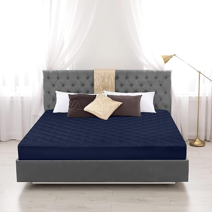 Utopia Bedding Quilted Fitted Mattress Pad, Full Size, Elastic Fitted Mattress Topper Protector and Cover with Deep Pocket Stretches up to 16 Inches, Machine Washable (Navy)