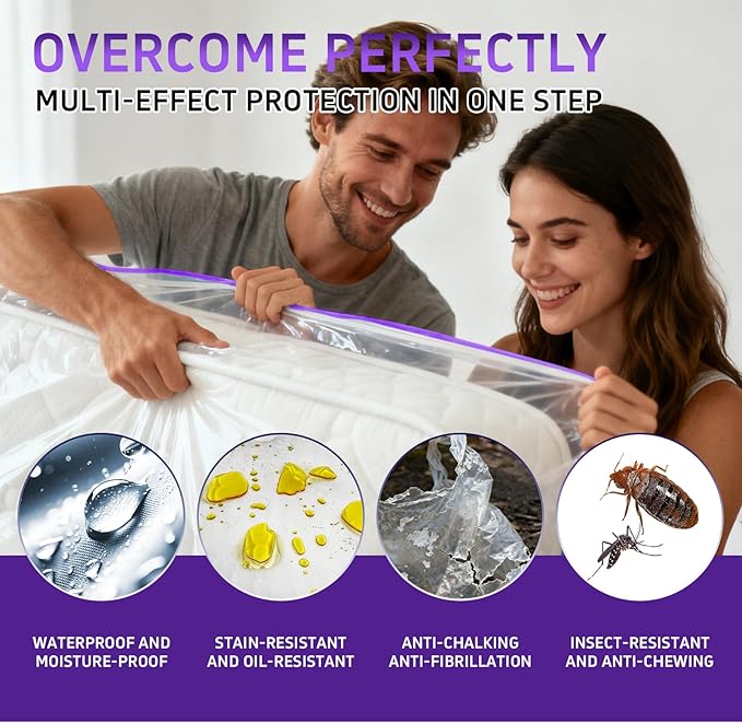 Gooo&Ma 6Mil Thicken Mattress Bag for Moving, Waterproof Zippered Mattress Cover for Storage, Reusable Plastic Encasement, Tear Proof Dust Proof Protection（King、Purple）