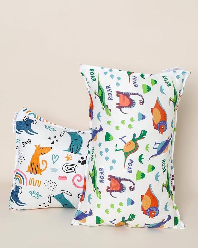 ALVABABY Toddler Pillowcases Stretchy Soft Kids Pillow Cover 2 Pack Fit 13"x 18" or 12"x16" Envelope for Girl Boy Sleepy Travel 2TPE32A