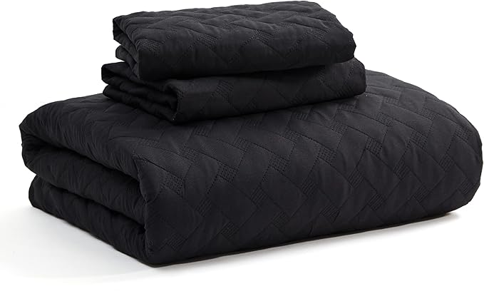 Bedsure Quilts Queen Size - Lightweight Bedspreads Queen Size with Basket Weave Pattern, Soft Quilt Bedding, Black Comforter Coverlet for All Seasons (90" x 96")