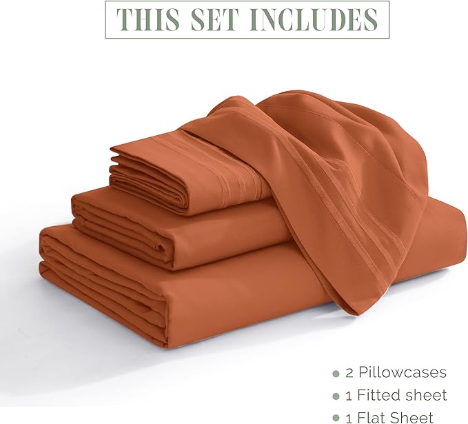Elegant Comfort Luxurious 1500 Premium Hotel Quality Microfiber 4-Piece Sheet Set, 18-24 Inches Deep - Extra Deep Pocket Sheets - Ultra Soft 4PC Deep Pocket Sheets, King, Coral