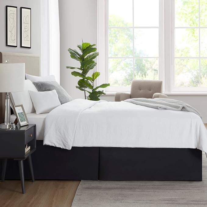 Nestl Black Twin Bed Skirt - Twin Size Bed Skirt 14 Inch Drop - Brushed Microfiber Bed Skirts - Hotel Quality Pleated Bed Skirt - Shrinkage & Fade Resistant