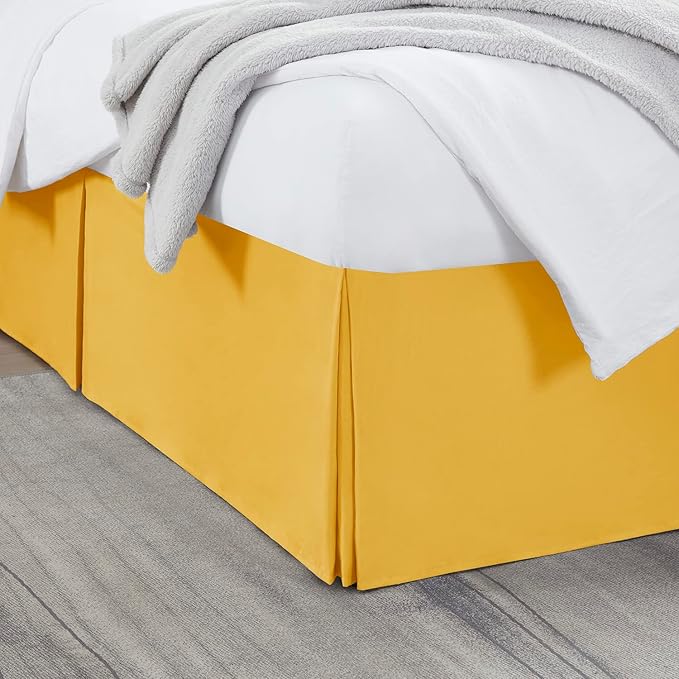 Nestl Yellow Full Bed Skirt - Full Size Bed Skirt 14 Inch Drop - Brushed Microfiber Bed Skirts - Hotel Quality Pleated Bed Skirt - Shrinkage & Fade Resistant