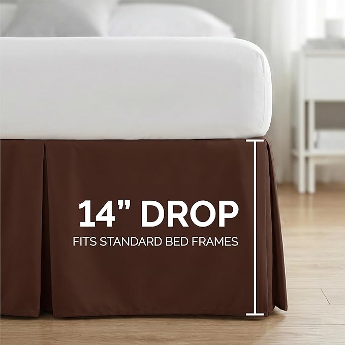 Southshore Fine Living, Inc. Full Size Bed Skirt, 14-Inch Drop Pleated Bed Skirt for Full Mattress, Dust Ruffle for Full Size Bed, Chocolate Brown