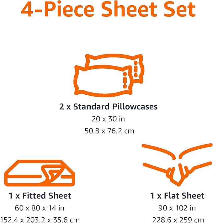 Amazon Basics Microfiber Kids' Sheet Set with 2 Pillowcases, 4-Piece, Green Stripes, Queen