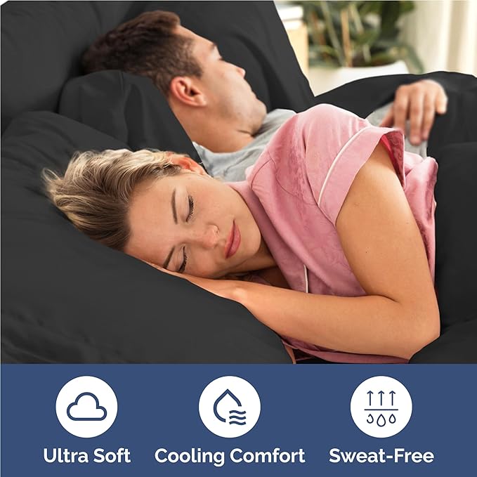 Full 6 Piece Sheet Set - Comfy Breathable & Cooling - Ultra Soft Hotel Luxury Bedding Set with 8-16 Inch Deep Pockets - 1 Flat & 1 Fitted Sheet & 4 Pillowcases - Cozy, Wrinkle Free & Easy Care - Black
