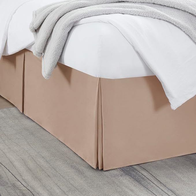 Nestl Taupe Twin XL Bed Skirt - Twin XL Size Bed Skirt 14 Inch Drop - Brushed Microfiber Bed Skirts - Hotel Quality Pleated Bed Skirt - Shrinkage & Fade Resistant