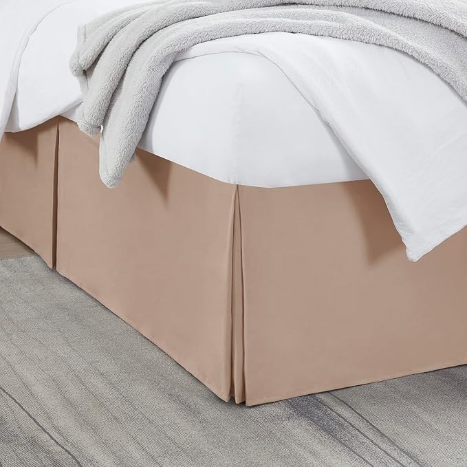 Nestl Taupe Bed Skirt Cal King Size - Cal King Bed Skirt 14 Inch Drop - Brushed Microfiber Bed Skirts - Hotel Quality Pleated Bed Skirt - Shrinkage & Fade Resistant